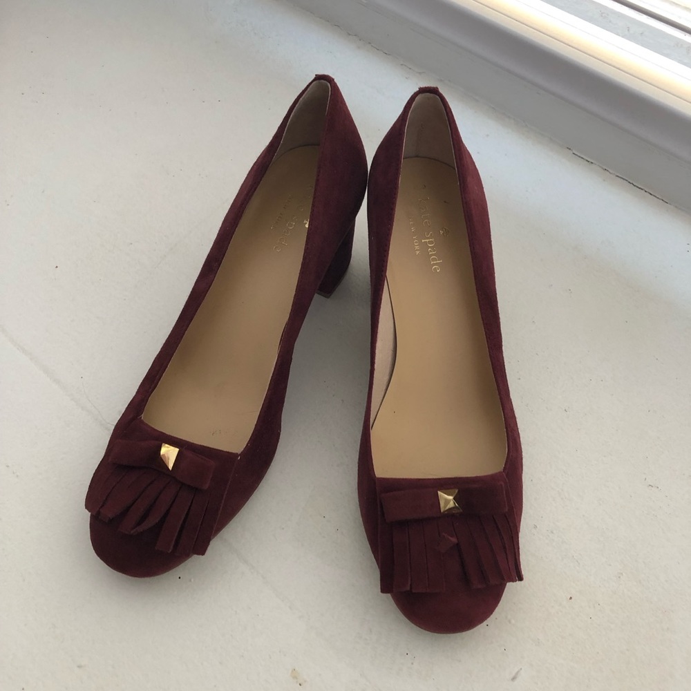 Kate Spade Burgundy Suede Block Heels